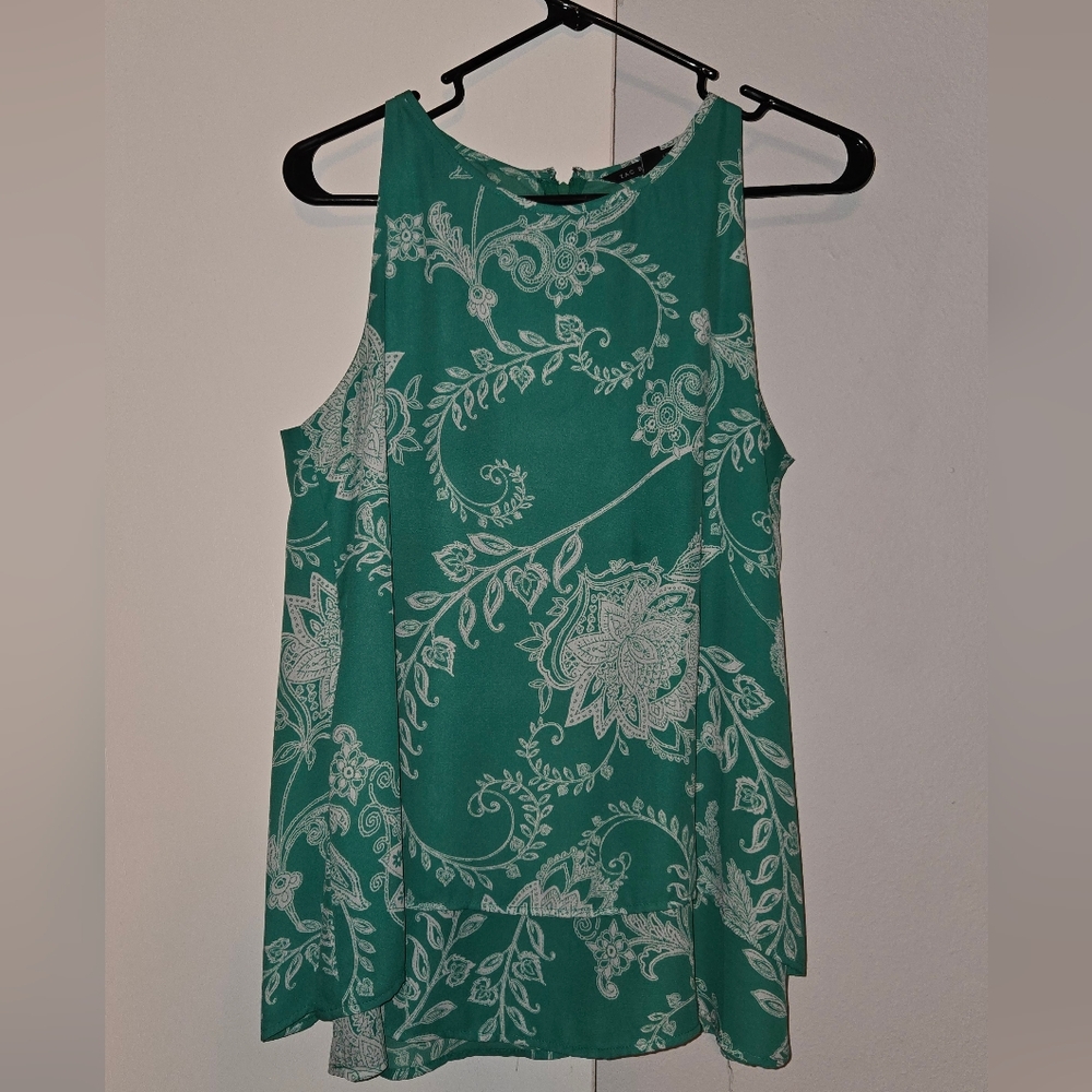 Zac & Rachel Floral Green Sleeveless Top